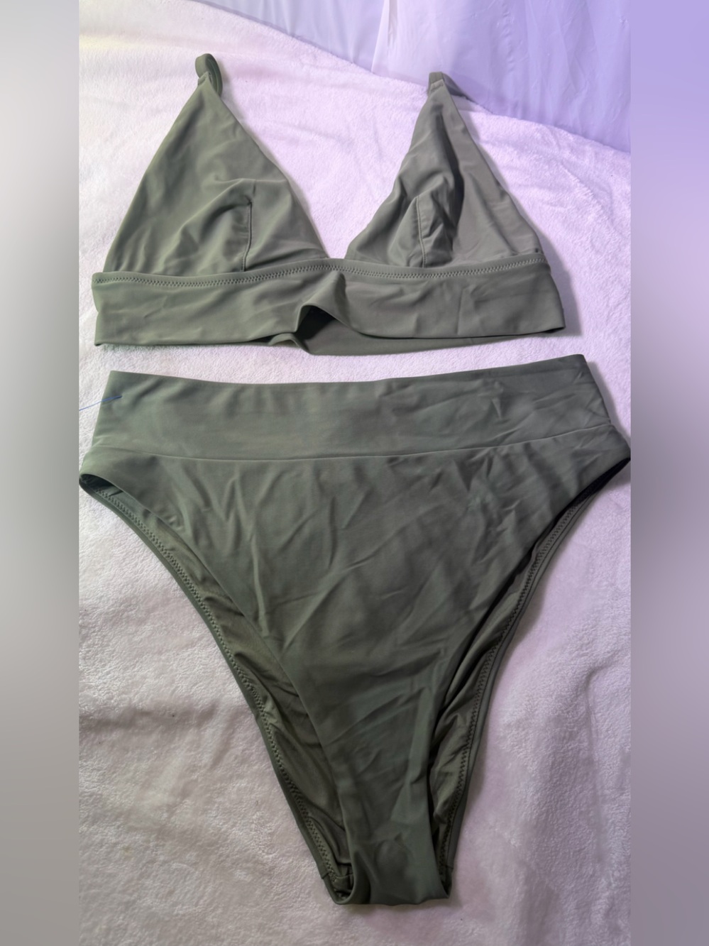 aerie Olive Green Lightweight Shirt-Style Bikini Set
